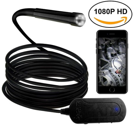 Wireless Endoscope Wifi Inspection Camera 2.0 MP 1080p HD Photo and Video Borescope LED Waterproof Kit with 3 Extension Rechargeable 3hr Battery Backup for iphone, Android phone - 16.4ft (Best Way To Backup Iphone Photos)