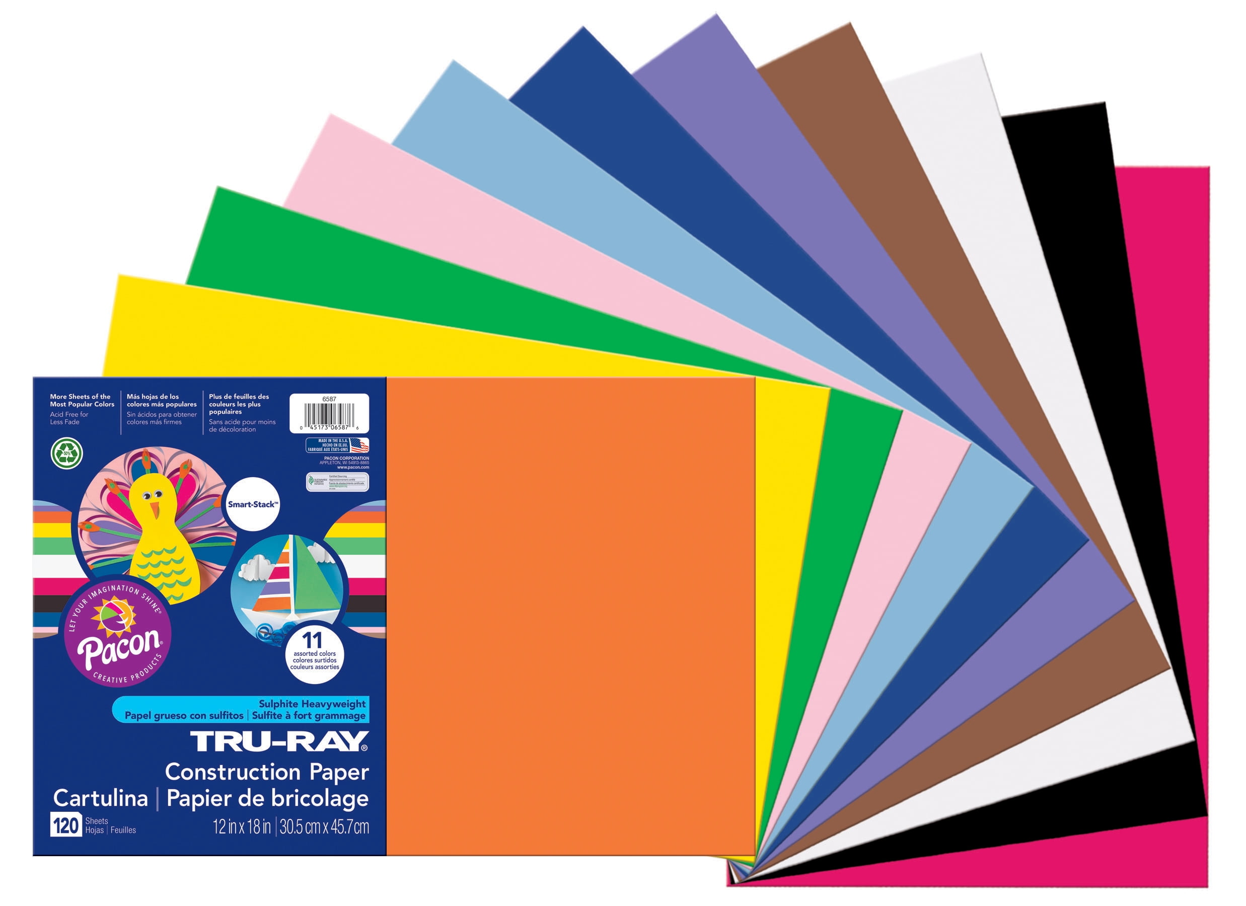 Tru-Ray Sulphite Construction Paper, 12 x 18 Inches, Assorted Color, 120 Sheets