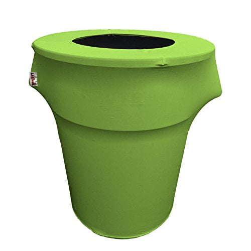 LA Linen SpandexCover44G_LimeX84 LA Linen Stretch Spandex Trash Can cover 44-Gallon Round,Lime