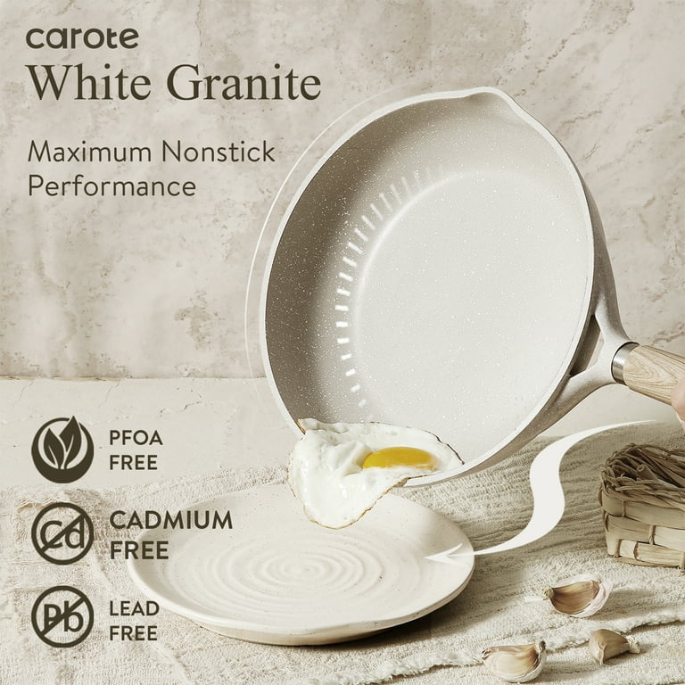 Carote 21 Pcs Pots & Pans White Granite Nonstick Cookware Set