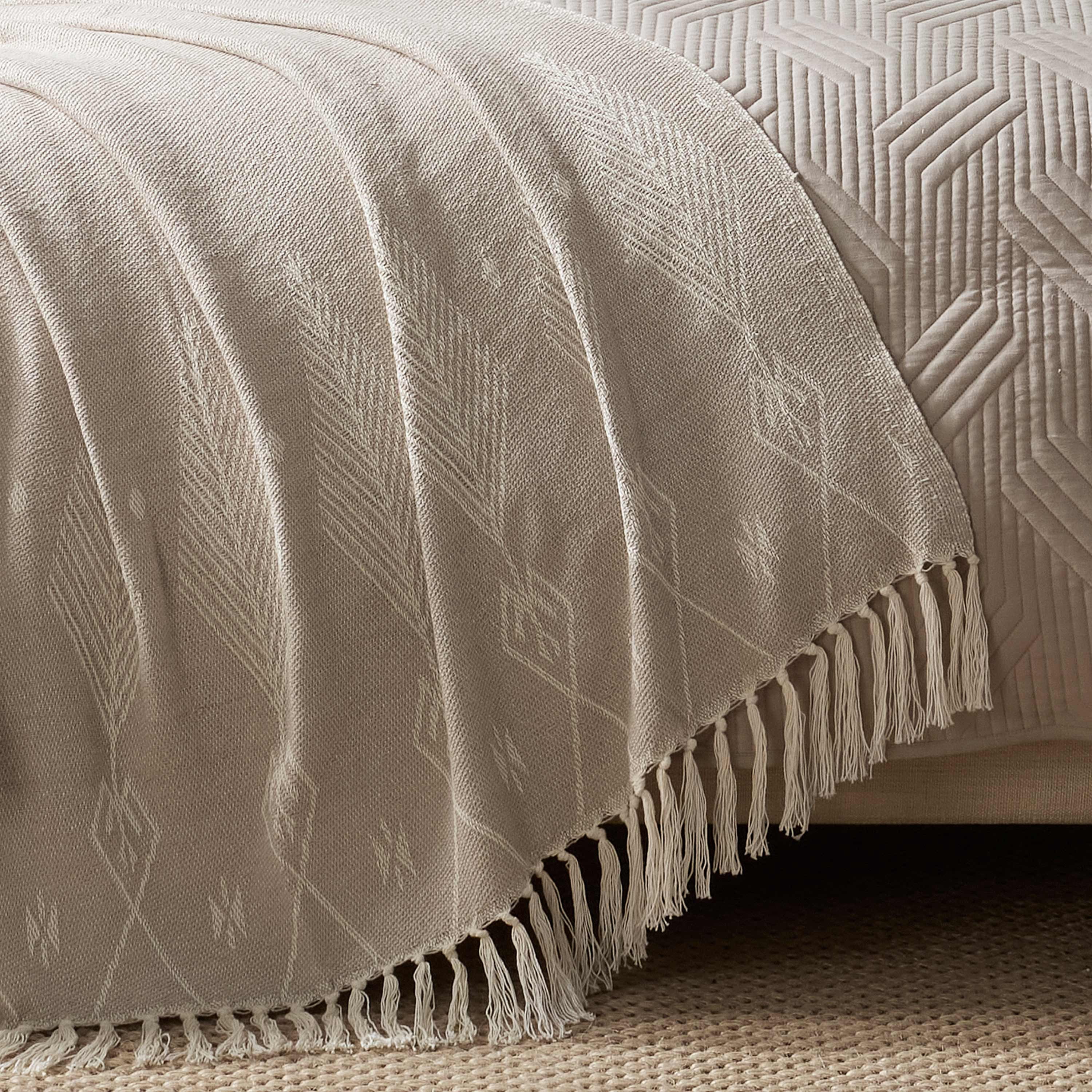 Martex Arcadia Enya All Ivory Throw Blanket, Soft, Cozy, Lightweight