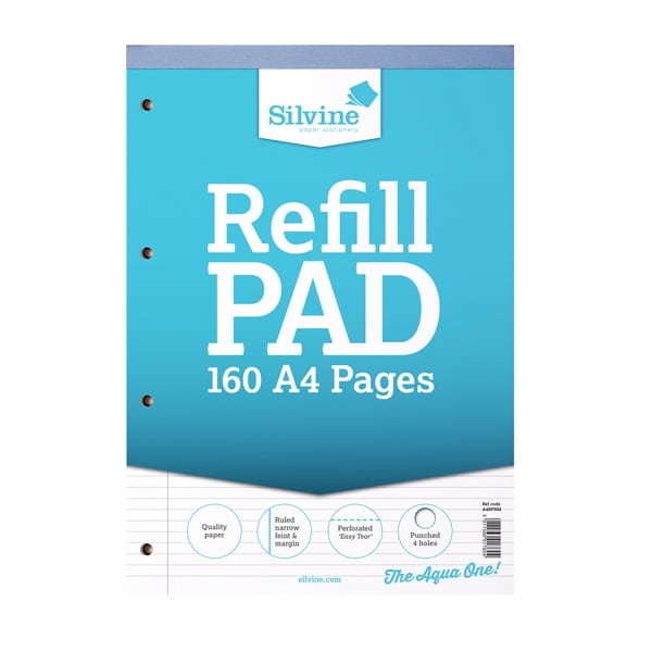 Silvine A4 Refill Pad Narrow Feint & Margin (6 Pack Of 80 Sheets)