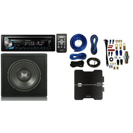 Pioneer DEH-X3900BT Vehicle CD Digital Music Player Receivers, Black W/ Dual Electronics SBP270 400 Watt Amplifier and 10