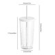 thumbnail image 3 of Vaso térmico Yuanzi de gran capacidad (500 ml) de vidrio irrompible con tapa y pajita de plástico reutilizables | Taza para café helado o bebidas frías (500 ml) | Vaso reutilizable ecológico, 3 of 6