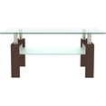 thumbnail image 5 of Glass Coffee Table for Living Room, 2-Tier Rectangle Center Table with Metal Legs, End Table for Home, Office, Brown, 5 of 7