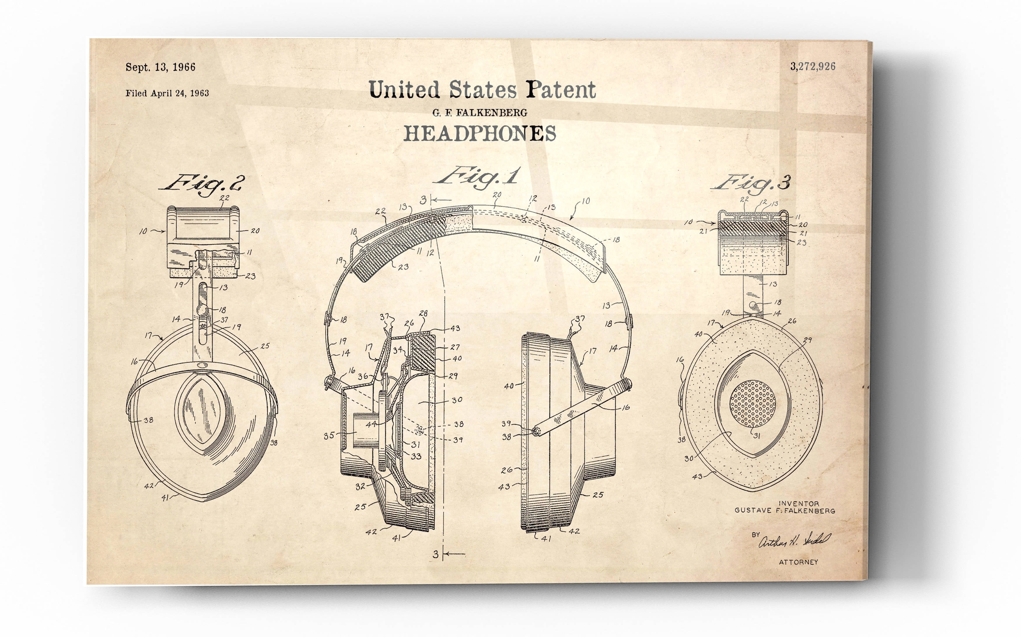 Home & Living Wall Décor Giclee Canvas Wall Art Headphones Blueprint ...