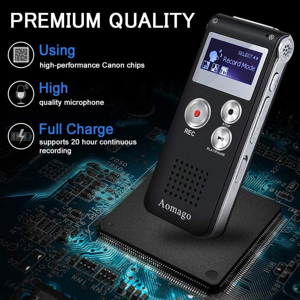 64GB Digital Voice Recorder Voice Activated Recorder for Lectures, Meetings, Interviews Aomago Audio Recorder Portable Tape Dictaphone with Playback, USB, MP3