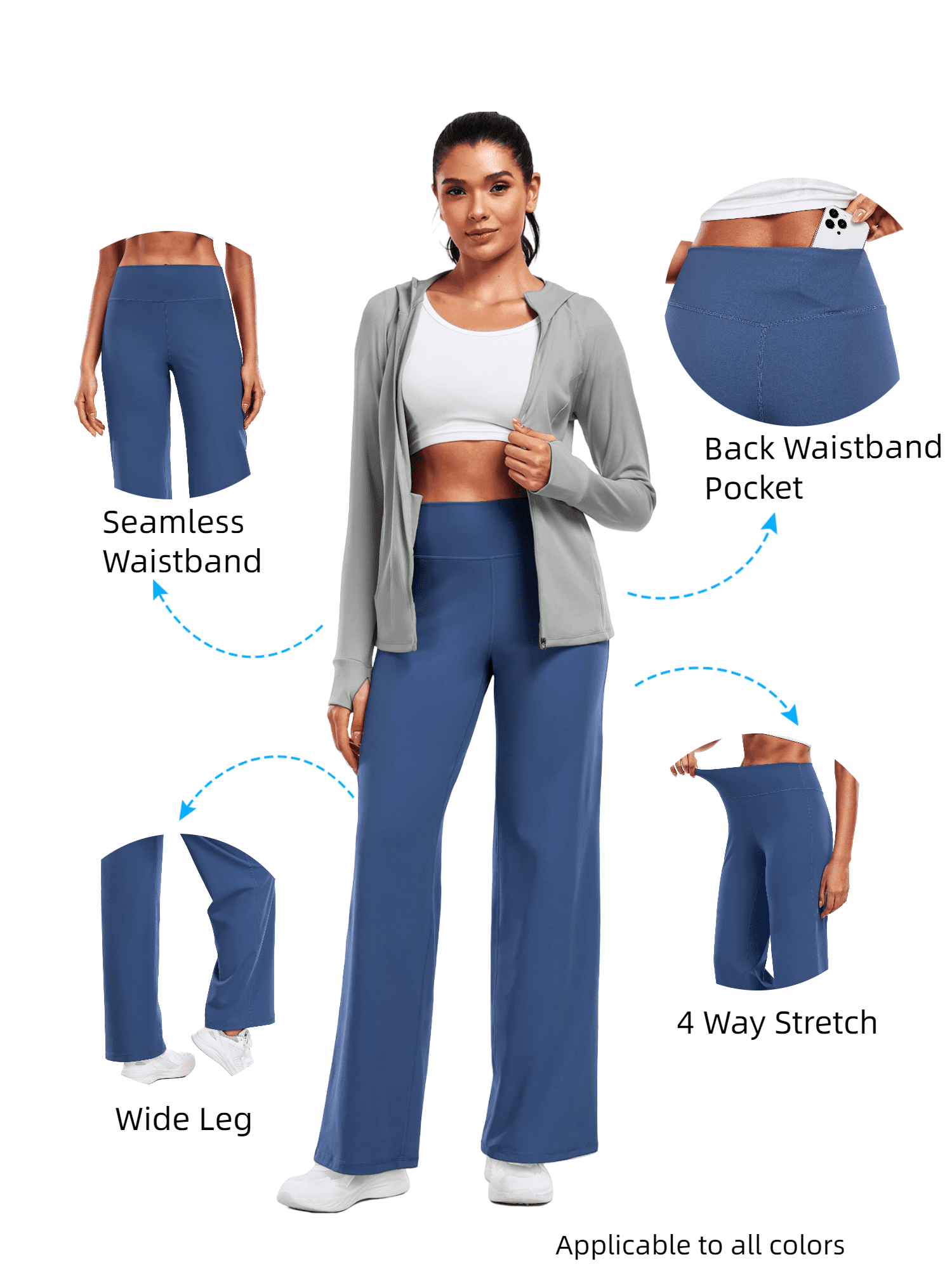 NELEUS ButterSoftFlex Womens Plus Size Wide Leg Pants Athletic Yoga Legging Casual Sweatpants with Waistband Pocket,Gray,US Size 2XL