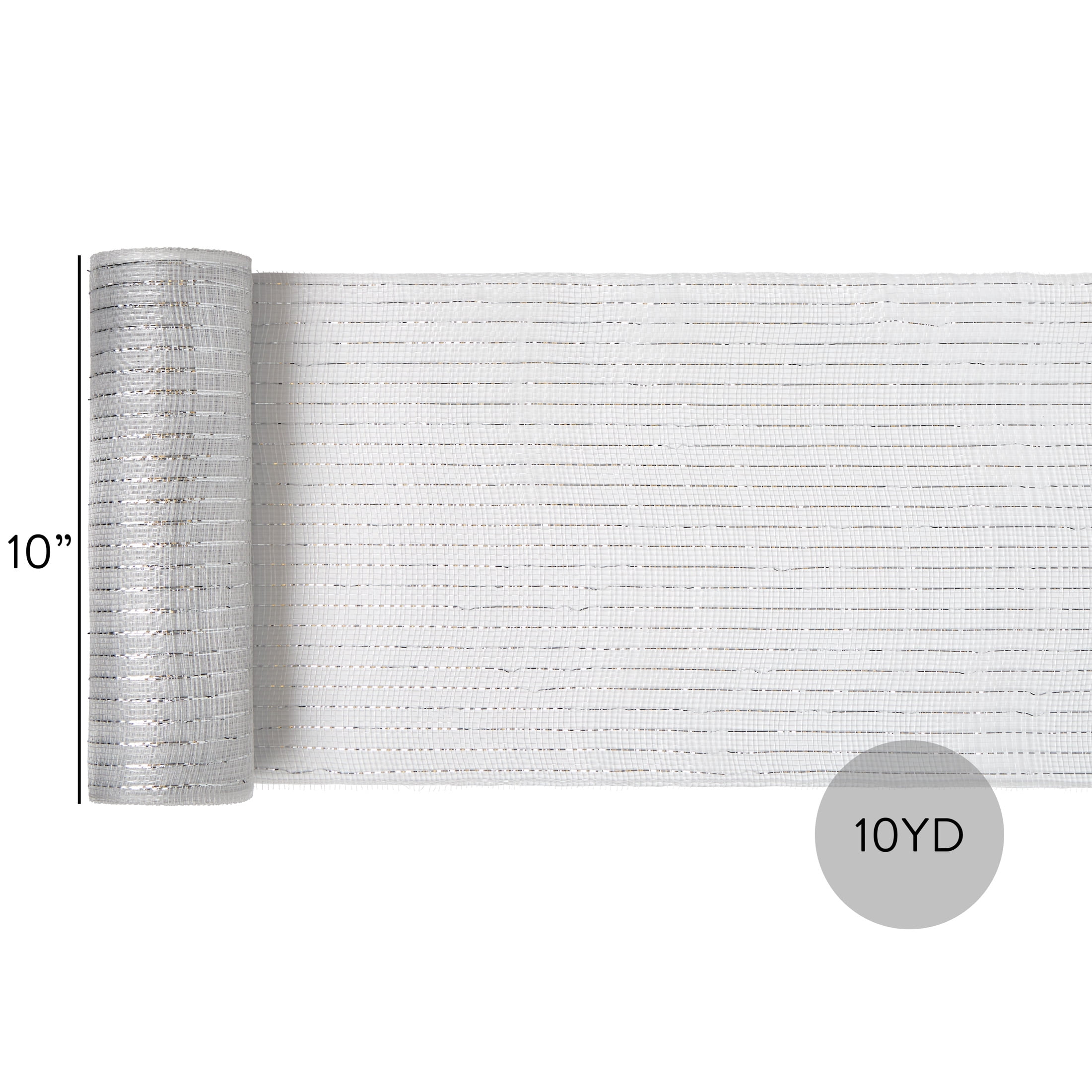 SIMPLICITY MESH WHT/SIL 10IN 10Y, PREFECT FOR WREATHS AND DECORATING