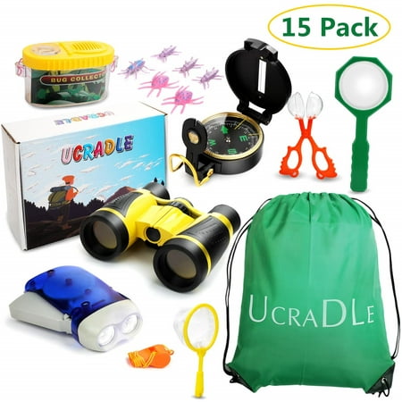 15Pcs Kids Adventure Kit - Outdoor Exploration Kit, Educational Outdoor Explorer Kit for Kids, Binoculars, Flashlight, Compass, Magnifying Glass, Best Gifts For Birthday, Camping, Toys For (Best Mountain Hunting Binoculars)