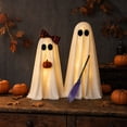 thumbnail image 2 of MYUNNIL 2Pcs Halloween Lighted Standing Ghost Decoration, Cute Light up Warm LED Fabric Ghost Ornament with Pumpkin & Broom, Reusable Freestanding Seasonal Decor for Porch Indoor Party, 16 & 20", 2 of 7