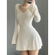 thumbnail image 1 of Vestido elegante de punto para mujer, vestidos ajustados básicos simples con cuello en V, dobladillo Irregular, primavera y otoño, 1 of 5