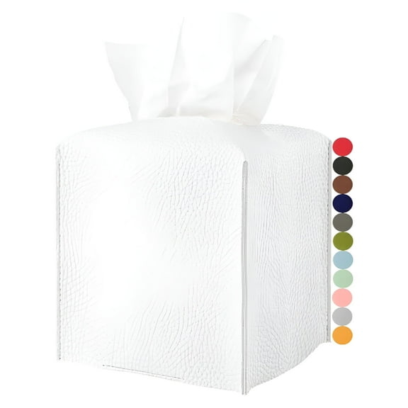 LAMIRO Leather Tissue Box Cover Square - Tissue Holder Aesthetic PU Leather Tissue Box Holder Decorative for Bathroom,Home Office Decor