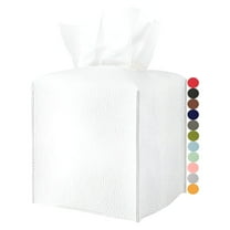 LAMIRO Leather Tissue Box Cover Square - Tissue Holder Aesthetic PU Leather Tissue Box Holder Decorative for Bathroom,Home Office Decor