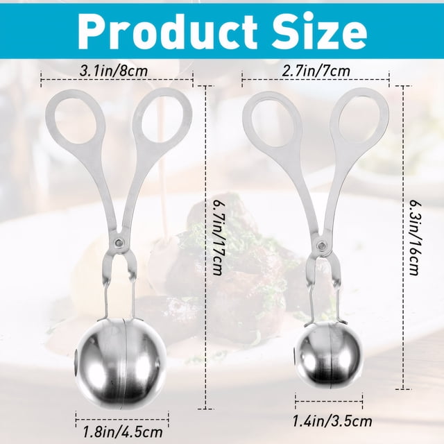 Naiovety Moldeadores de albóndigas de acero inoxidable plateado, 2 uds., forma y molde para albóndigas con facilidad, ampliamente utilizado Cocina y Comedor