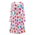 thumbnail image 4 of Renewold Soft Comfortable Swing Dress Valentine's Day Women Long Sleeve Dress 2XL Colorful Hearts Long-Sleeve Midi Dress Flowy Dress for Club Picnic Tours, 4 of 7