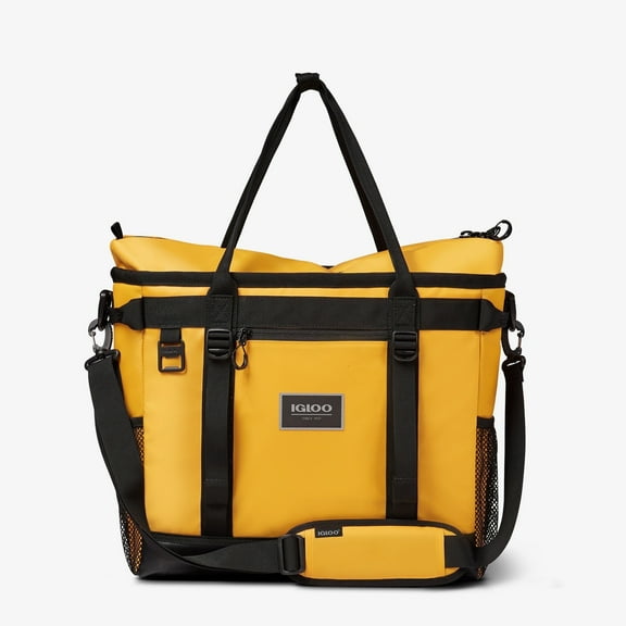 Igloo 30 Can Capacity Pursuit Tote Cooler Bag with Padded Strap, Yellow and Black