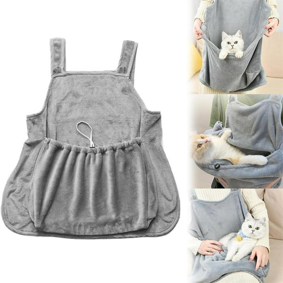 100Fens Pet Cat Sling Carrier Dog Carrying Bag Small Pet Sling Carrier with Pocket Chest Shoulder Back Indoor for Kittens Puppies Light Grey Not Touching Hair
