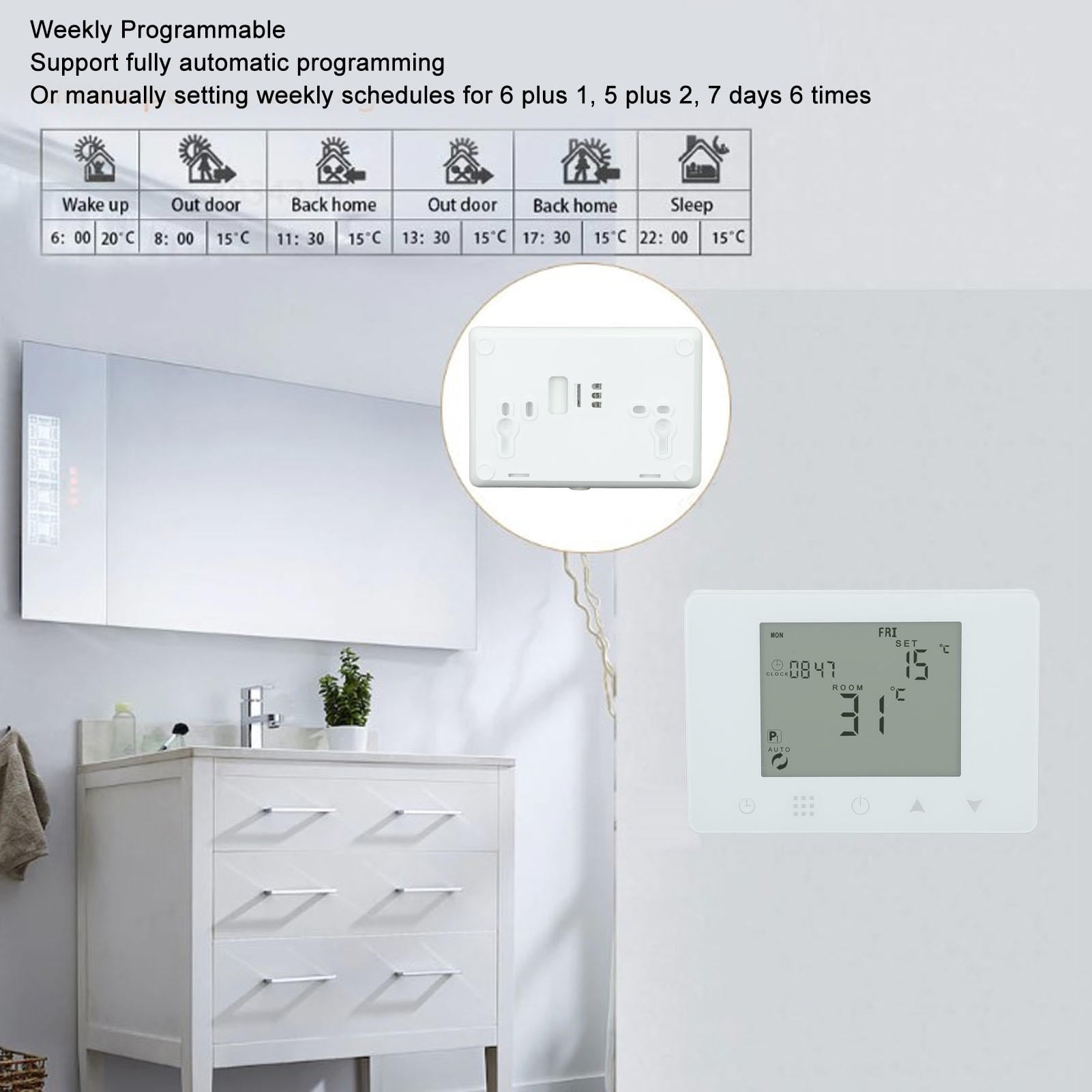 YAHHU Wireless RF Temperature Controller – Programmable LCD Backlit Thermostat for Gas Boilers & Water Heating Systems