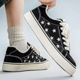 thumbnail image 6 of Knivor Sneakers for Women Low Top Canvas Lace Up Casual Skate Shoes Star Print Fashion Walking Tennis Shoes, 6 of 9