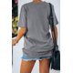 thumbnail image 1 of ABPHQTO Camiseta gris informal con estampado de letras y plantas para mujer, 1 of 5