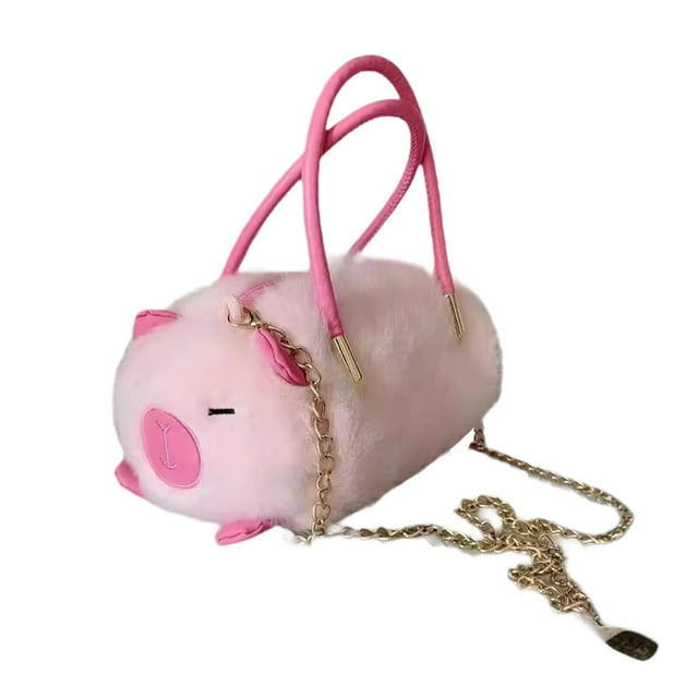 Bolso de mano Bolso de compras Regalos de cumpleaños y Navidad Bolso de hombro de felpa simple para dama Carpincho rosado