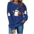 thumbnail image 2 of Neewe Womens Halloween Long Sleeve Sweatshirt Crew Neck Cute Printed Pullover Relaxed Fit Casual Tops, 2 of 4