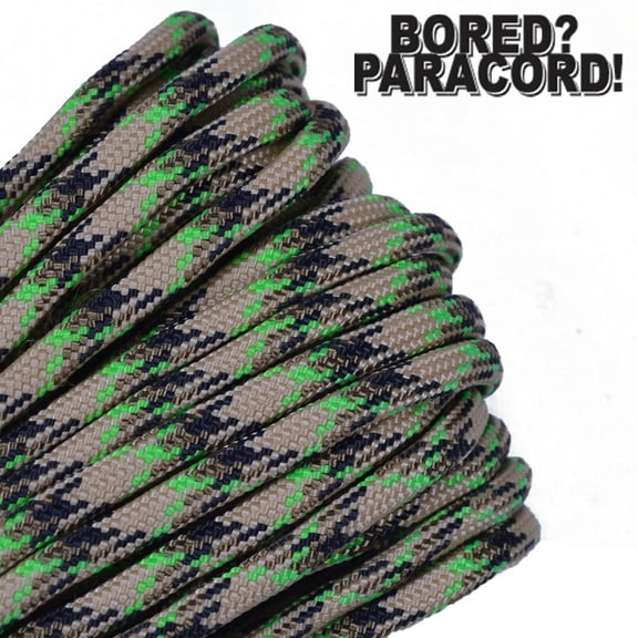 Bored Paracord Brand 550 lb Type III Paracord - Swamp Thing 10 Feet