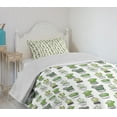 thumbnail image 4 of Ambesonne Cactus Quilted Bedspread Set 2 Pcs, Latino Foliage Pattern, Twin Size, Green Black White, 4 of 6