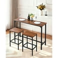 thumbnail image 2 of KFFKFF Bar Table, 3PCS 47″, Bar Tables and Chair Set with Rounded Edge Design, Rectangular Pub Table with Two Stools for Office Desk, Breakfast Corner, Mini Bars, 2 of 9