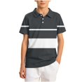 thumbnail image 2 of JOANKDMI Striped Shirts Boys 11-12 Collared Short Sleeve Color Block Tops Kids Casual Athletic T Shirts Summer School Uniform Tees for Golf Tennis Sport Daily Wear, 2 of 8
