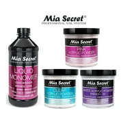 Mia Secret Liquid Monomer 16 oz and Powder 4 oz x 3 (CLEAR + PINK + WHITE)