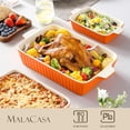 thumbnail image 3 of MALACASA Bakeware Set of 4, Porcelain Baking Pans Set for Oven, Casserole Dish, Ceramic Rectangular Baking Dish Lasagna Pans for Cooking Cake Kitchen, Orange(9.4"/11.1"/12.2"/14.7"), Series BAKE.BAKE, 3 of 7