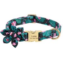 Pet Artist Personalized Dog Collars Nylon Adjustable Flower Puppy Collars ID Name Free Engraved