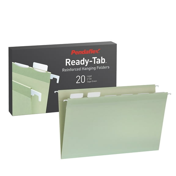 Pendaflex Reinforced Hanging File Folder 6-Tab Legal Sage Green 20/Box (1009464)