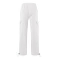 thumbnail image 4 of QATAINLAV Men's Casual Cargo Pants with Multi Pockets Drawstring Elastic Waist Athletic Joggers Sweatpants Solid Color Straight Leg Hiking Pants Birthday Gifts White XL, 4 of 5