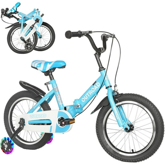Marknig 14" 16" 18" Folding Kids Bike with Removable Training Wheels, Children's Bicycle for Boys & Girls Ages 3-9 Years, Easy-Storage Toddler Bike