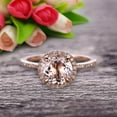thumbnail image 4 of 6mm Round Cut 1.75 Carat Morganite Engagement Ring Wedding Ring On 10k Rose Gold Halo Art Deco Anniversary Gift, 4 of 6