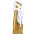 thumbnail image 2 of YUUMIN Kids Girls Liturgical Lyrical Praise Dance Jumpsuit Worship Gown Robe with Metallic Wide Leg Pants Set White 16, 2 of 6