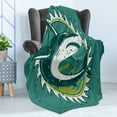thumbnail image 4 of Shark Soft Flannel Fleece Blanket, Graphic of Shark Hunter in Dark Murky Colors Sharp Teeth Fish Marine Life Nautical Print, Cozy Plush for Indoor and Outdoor Use, 70" x 90", Green, by Ambesonne, 4 of 5