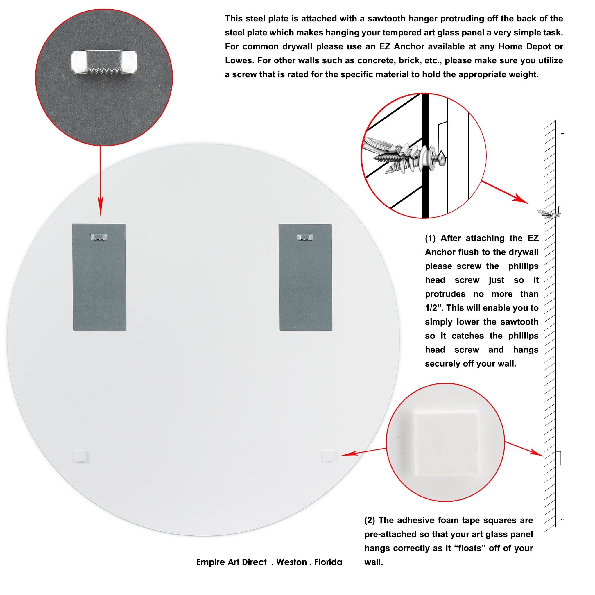Empire Art Direct TAM-79857-48R 48 Round Party with 36 in Round Beveled Mirror Reverse Printed Tempered glass Art Mirror