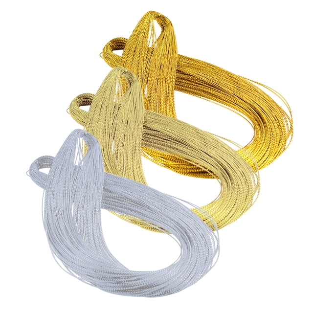 CIMAXIC christmas 3pcs Gold Silver Thread Decorative Line Cord DIY Jewellery Making Cord Christmas Rope Silver Colorful Cord Rope Silver Golden Light Golden,39.37"X0.01"(LxW)