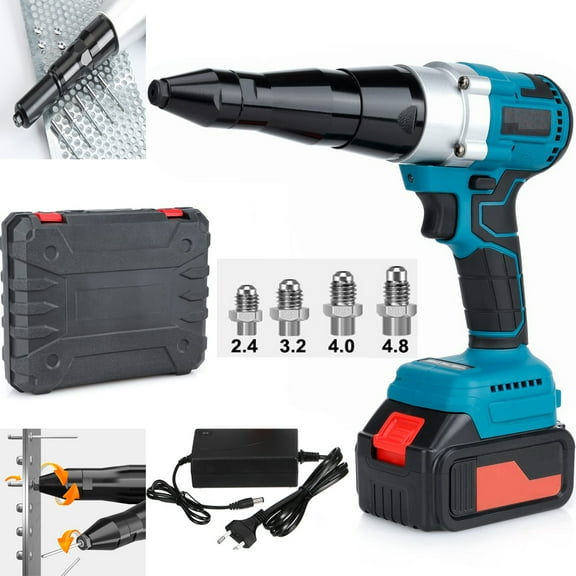 iMeshbean Cordless Rivet Gun, Portable 21V Lithium-ion Electric Automatic Brushless Blind Riveter Tool Kit with 1 Pack 3.0Ah Battery & 1 Charger for Stainless Steel, Steel, Aluminum Rivets