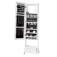 thumbnail image 1 of White Standing Mirror Jewelry Cabinet with Storage, 1 of 6