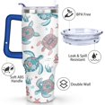 thumbnail image 3 of 40oz Cute Ocean Life Turtle Stainless Steel Flip Straw Tumbler Spill Proof Travel Cup Double Wall Vacuum Insulated Coffee Mug with Top Handle, 3 of 6