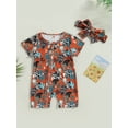 thumbnail image 2 of Cenuakty Infant Baby Girls Boys Romper Cow Head Print Short Sleeve Crew Neck Jumpsuits Summer Bodysuits with Headband, 2 of 8