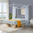 thumbnail image 2 of Easyfashion Juno Metal Four Poster&nbsp;Canopy Full Bed, White, 2 of 11