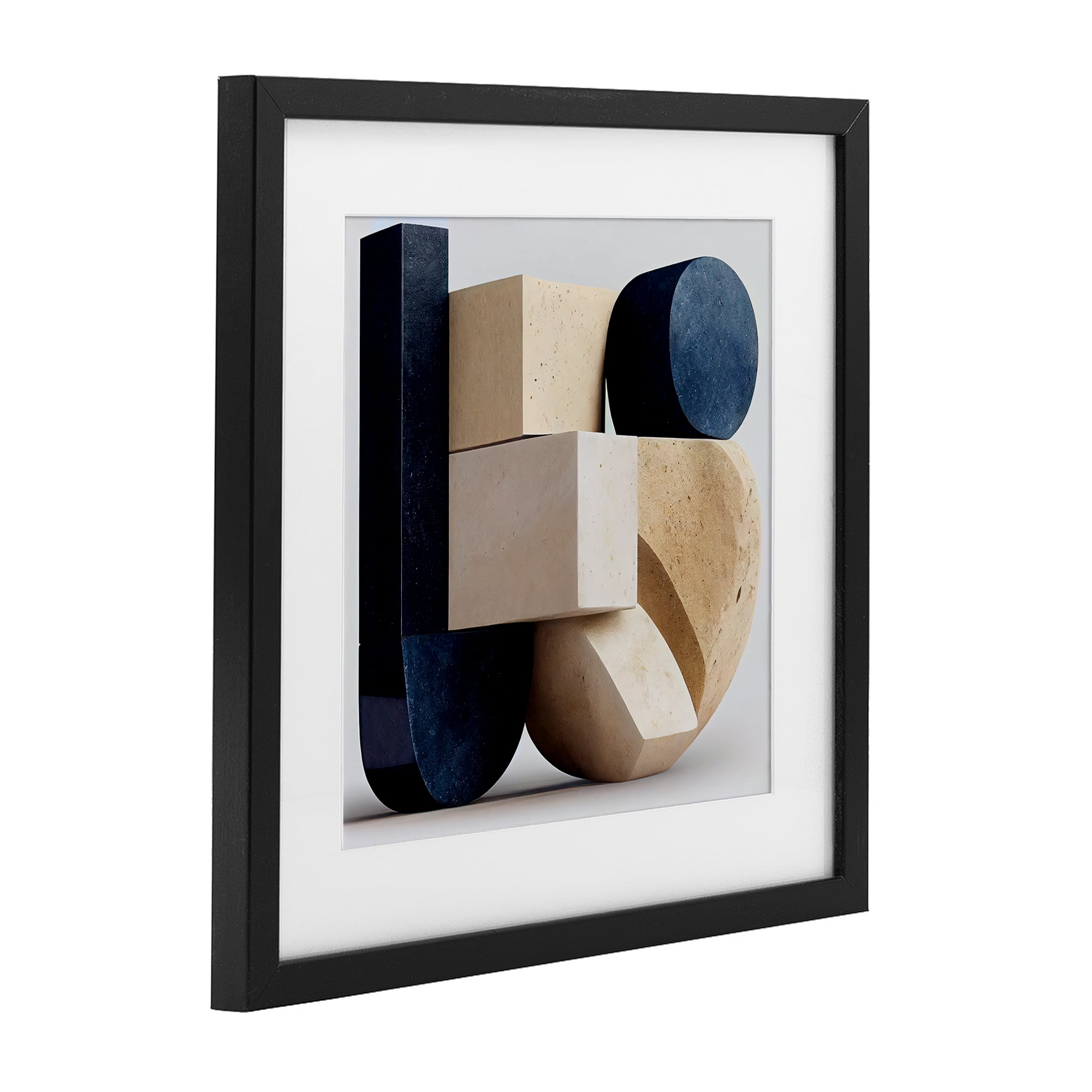 Shapes Of Things Geometric Contour Black Framed Print Under Glass, design by Sasha