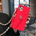 thumbnail image 3 of Wallet Case Compatible with iPhone 12 Mini, Purse Flip Card Holder Soft Silicone Case Cover with Handstrap & Long Pearl Crossbody Chain (Red, iPhone 12 Mini), 3 of 15