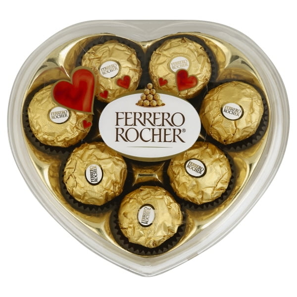 Ferrero Rocher Hazelnut Chocolate in Heart Box, 3.5 Oz., 8 Count
